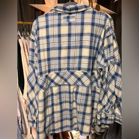 Free People We the Free Wind River Plaid Flannel Pullover Shirt Castaway Combo - Picture 4 of 7